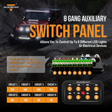 Auxbeam 8 Gang Dimmable LED Switch Panel (One Sided Outlet)