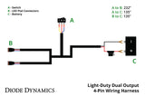 Diode Dynamics Light Duty Dual Output 3 Way Harness